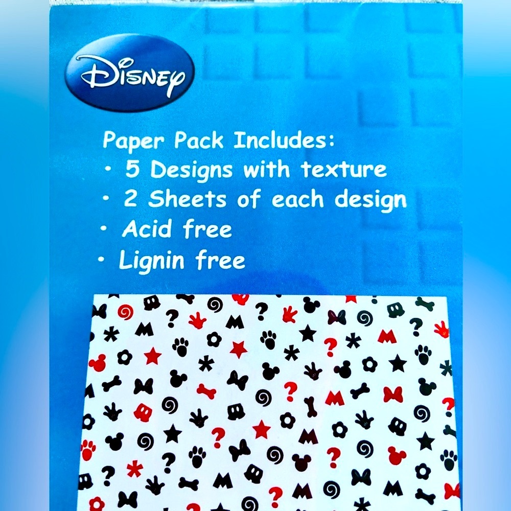 NWT. Paper pack New in packaging. 10 Mickey Mouse textured paper. 12 x 12 in - Picture 7 of 10